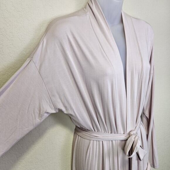 Barefoot Dreams Womens S/M Luxe Milk Jersey Robe Long Duster Dusty Rose Belted - Picture 11 of 11